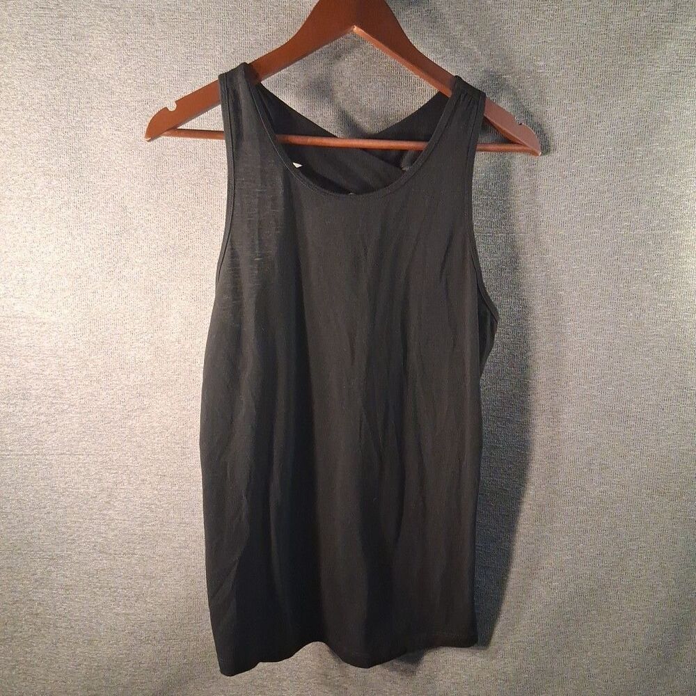 Apana Womens Black Cross Back Athletic Tank Top Medium Activewear Workout Gym